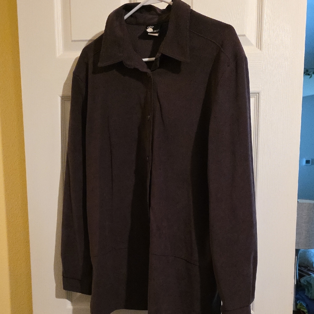 Velour Feeling Button-Up Shirt